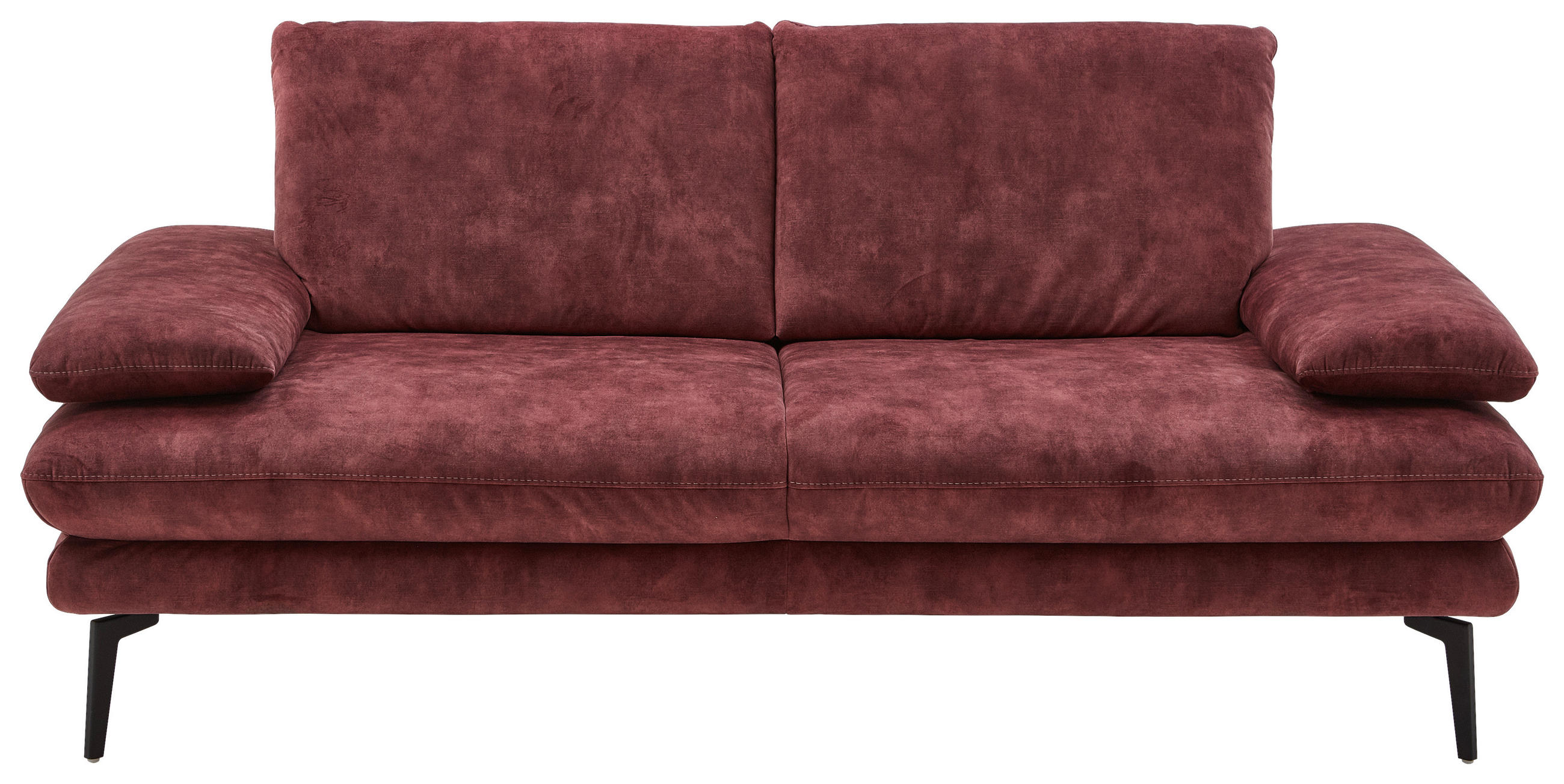 2,5-SITZER in Velours Dunkelrot  - Beige/Schwarz, Design, Textil/Metall (196/89/104cm) - Dieter Knoll