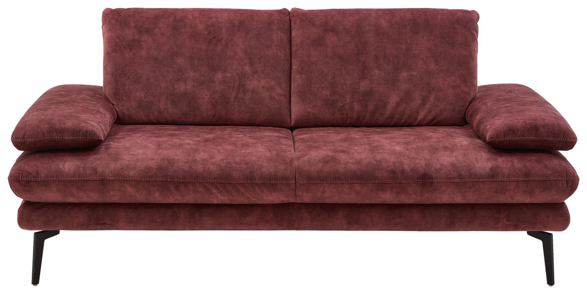 2,5-SITZER in Velours Dunkelrot  - Beige/Schwarz, Design, Textil/Metall (196/89/104cm) - Dieter Knoll