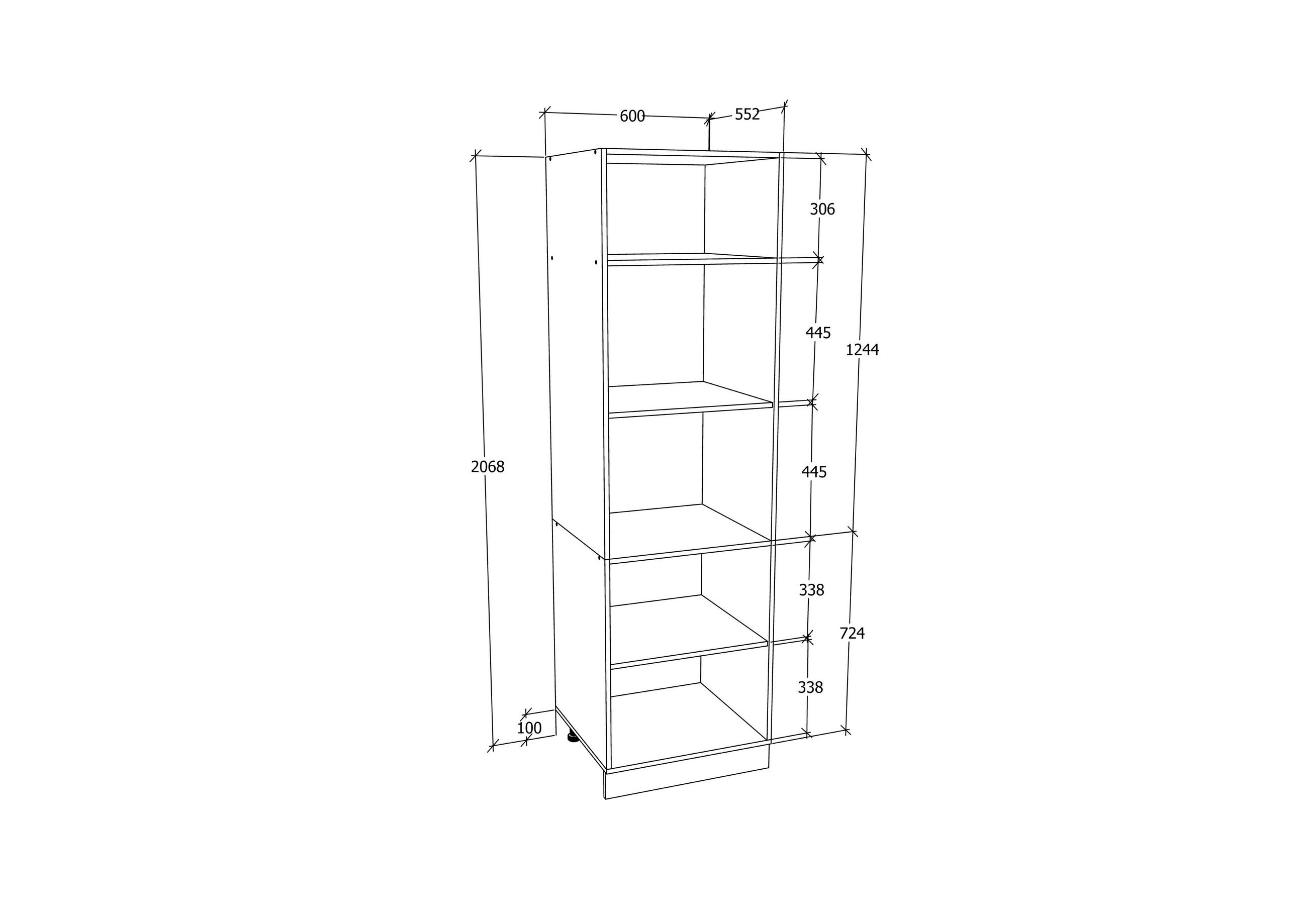 GESCHIRRSCHRANK 60/207/57 cm  in Weiss  - Weiss/Alufarben, Konventionell, Holzwerkstoff/Metall (60/207/57cm) - MID.YOU