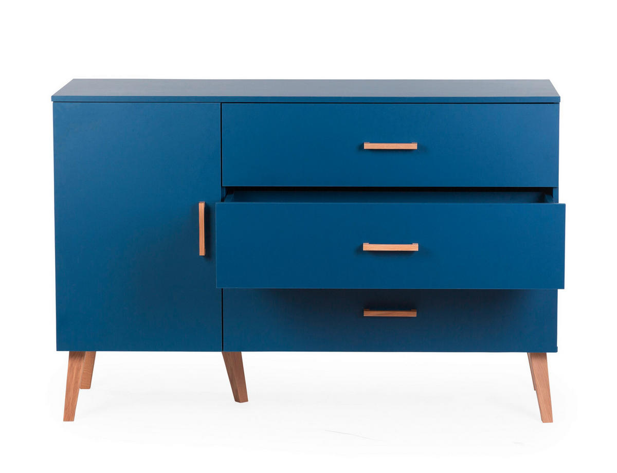WICKELKOMMODE Bold Blue 2023 Naturfarben, Dunkelblau  - Dunkelblau/Naturfarben, Design, Holz/Holzwerkstoff (137/77/98cm) - Childhome