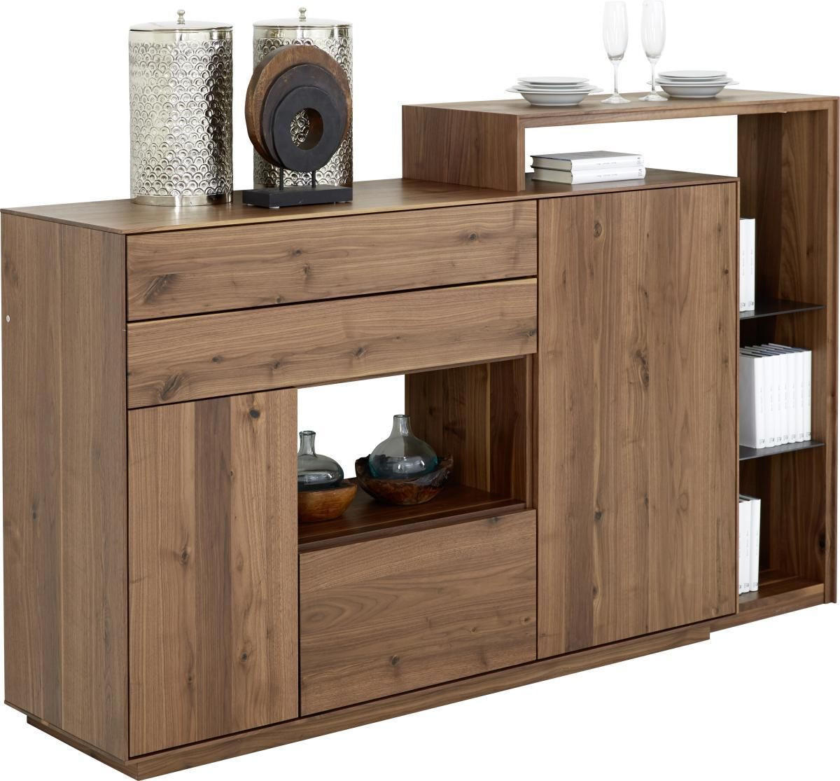 HIGHBOARD Astnuss massiv Grau, Nussbaumfarben Befestigungsmaterial  - Nussbaumfarben/Grau, Natur, Holz (198/119/46cm) - Anrei