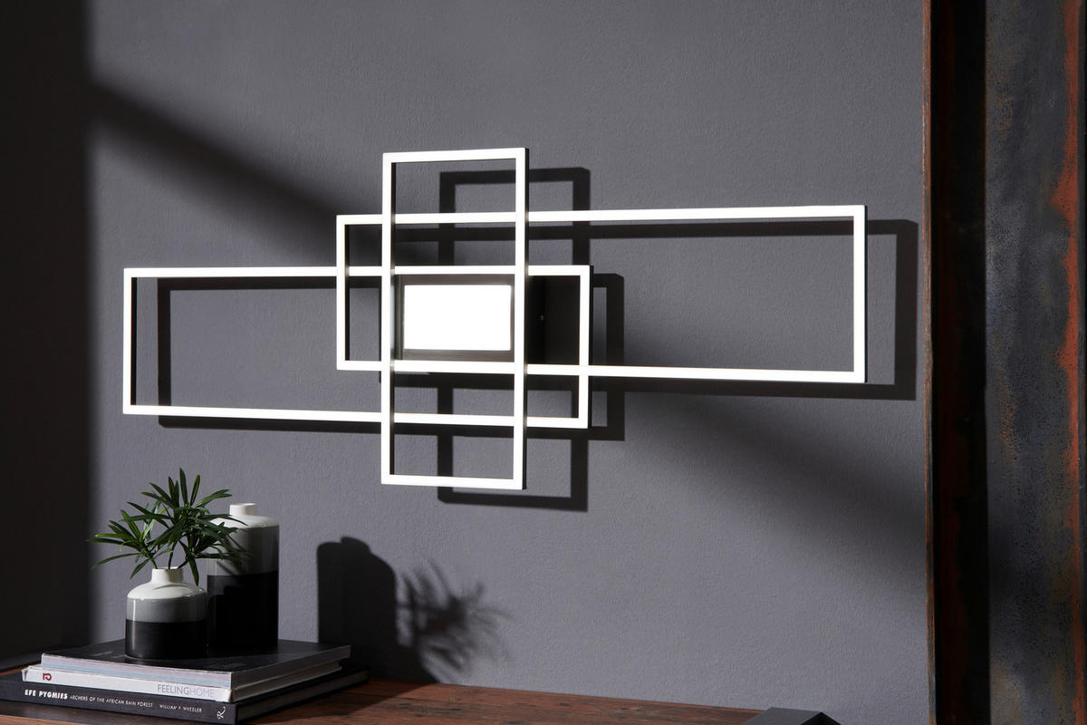 LED-DECKENLEUCHTE 105/42/6,5 cm   - Nickelfarben, Design, Metall (105/42/6,5cm) - Novel