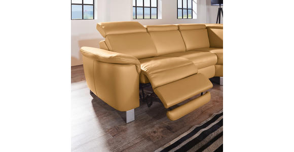 ECKSOFA in Echtleder Cognac  - Cognac/Alufarben, Design, Leder/Metall (271/242cm) - Cantus