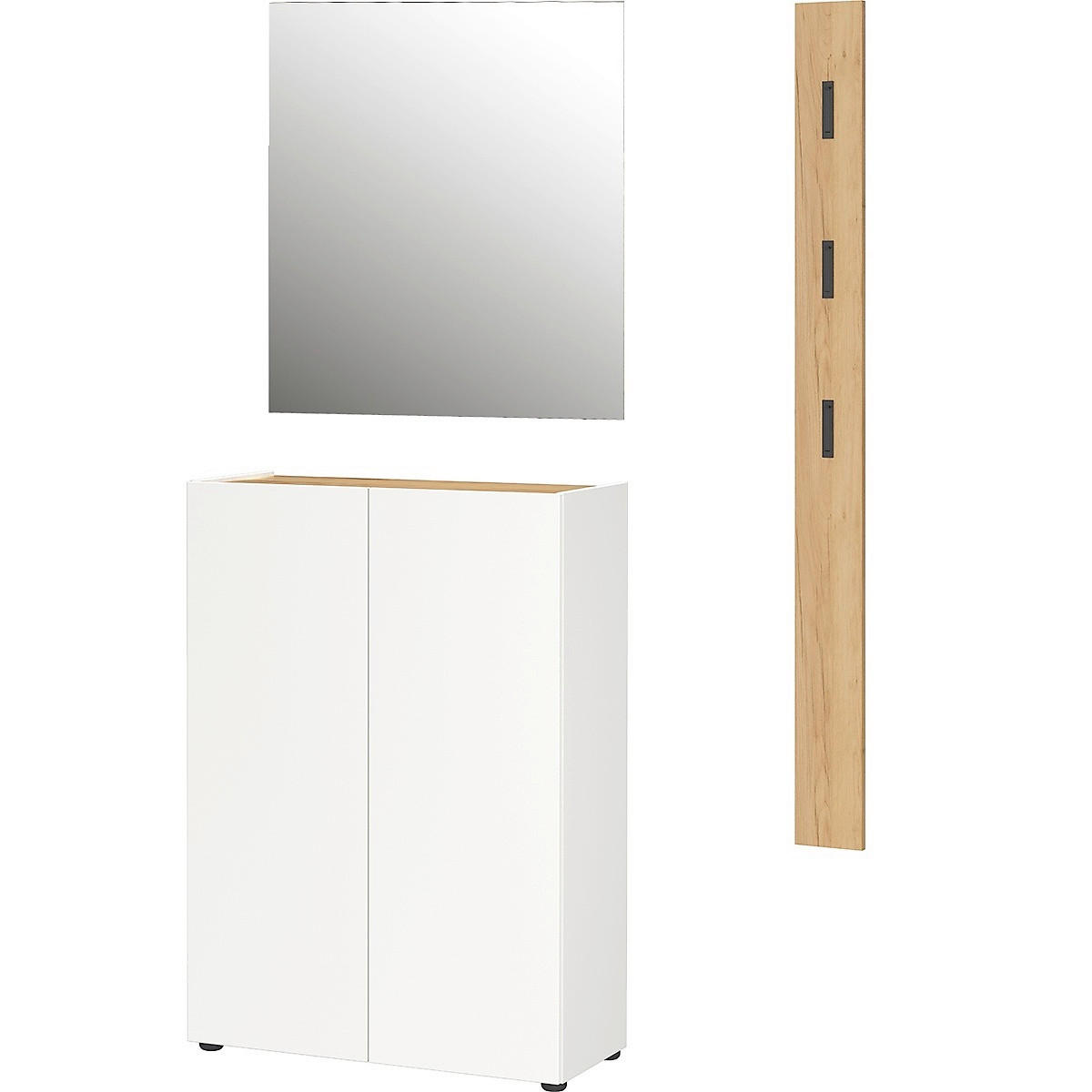 GARDEROBE 3-teilig  in 104/200/33 cm  - Eichefarben/Weiß, Design, Glas/Holzwerkstoff (104/200/33cm) - Germania