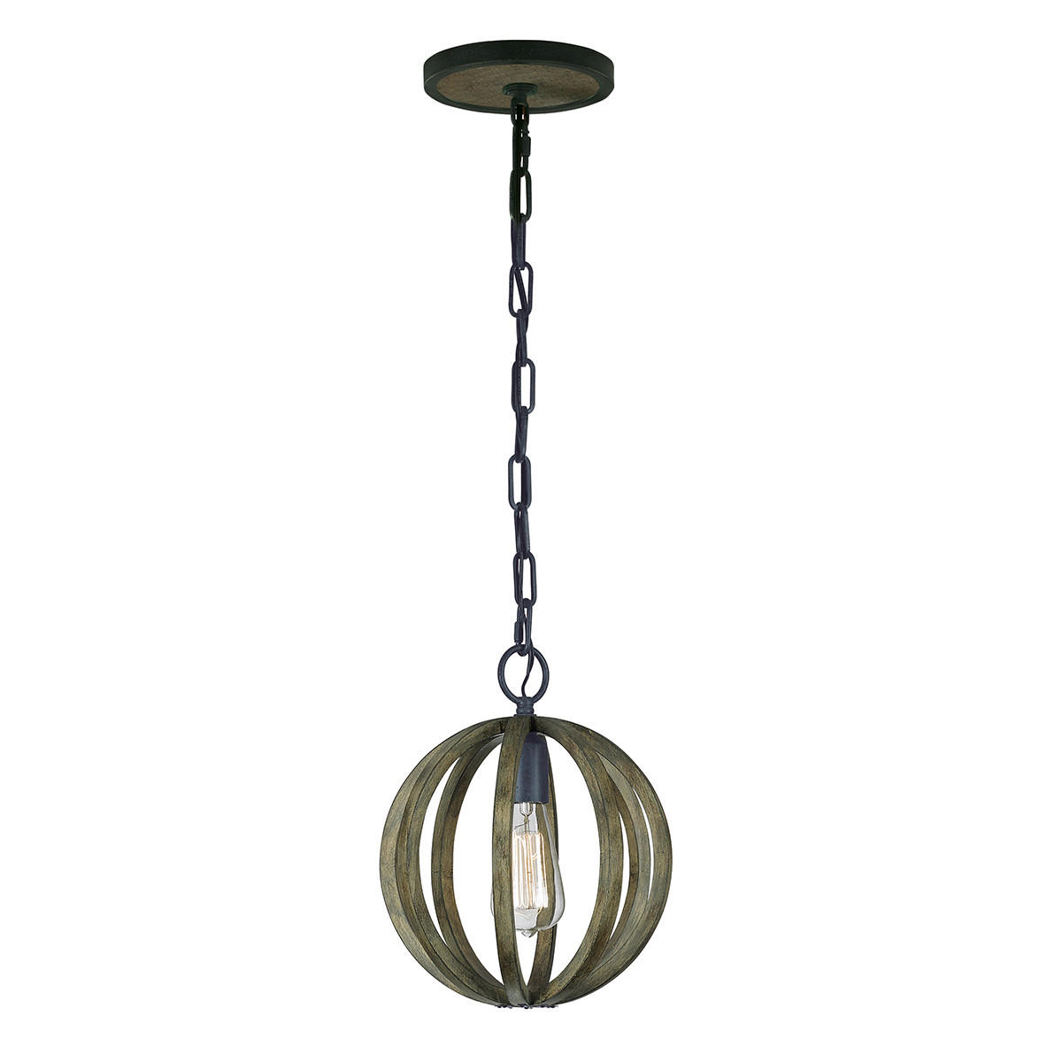 HÄNGLAMPA Elstead Allier 25.4/47 cm  - ekfärgad, Klassisk, metall/trä (25.4/47cm) - Elstead Lighting