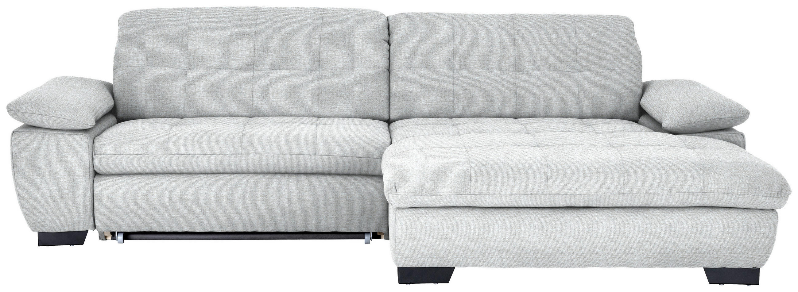 ECKSOFA in Webstoff Hellgrau  265/180 cm  - Hellgrau/Schwarz, Design, Textil/Metall (265/180cm) - Carryhome