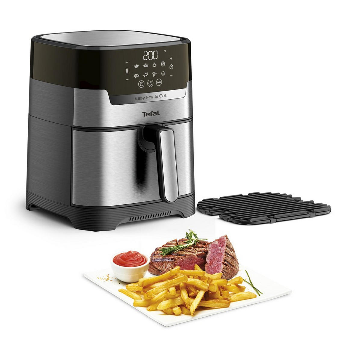 HEIßLUFTFRITTEUSE Easy Fry & Grill Precision 4.2 L  - Edelstahlfarben/Schwarz, Basics, Kunststoff/Metall (39,8/31,4/37,0cm) - Tefal