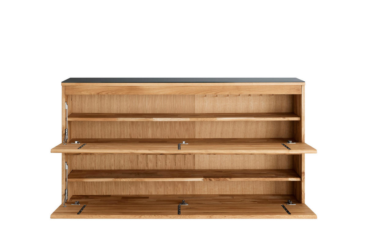 HÄNGESCHUHSCHRANK Asteiche vollmassiv Eichefarben  - Eichefarben, Natur, Holz (160/84/35cm) - Linea Natura