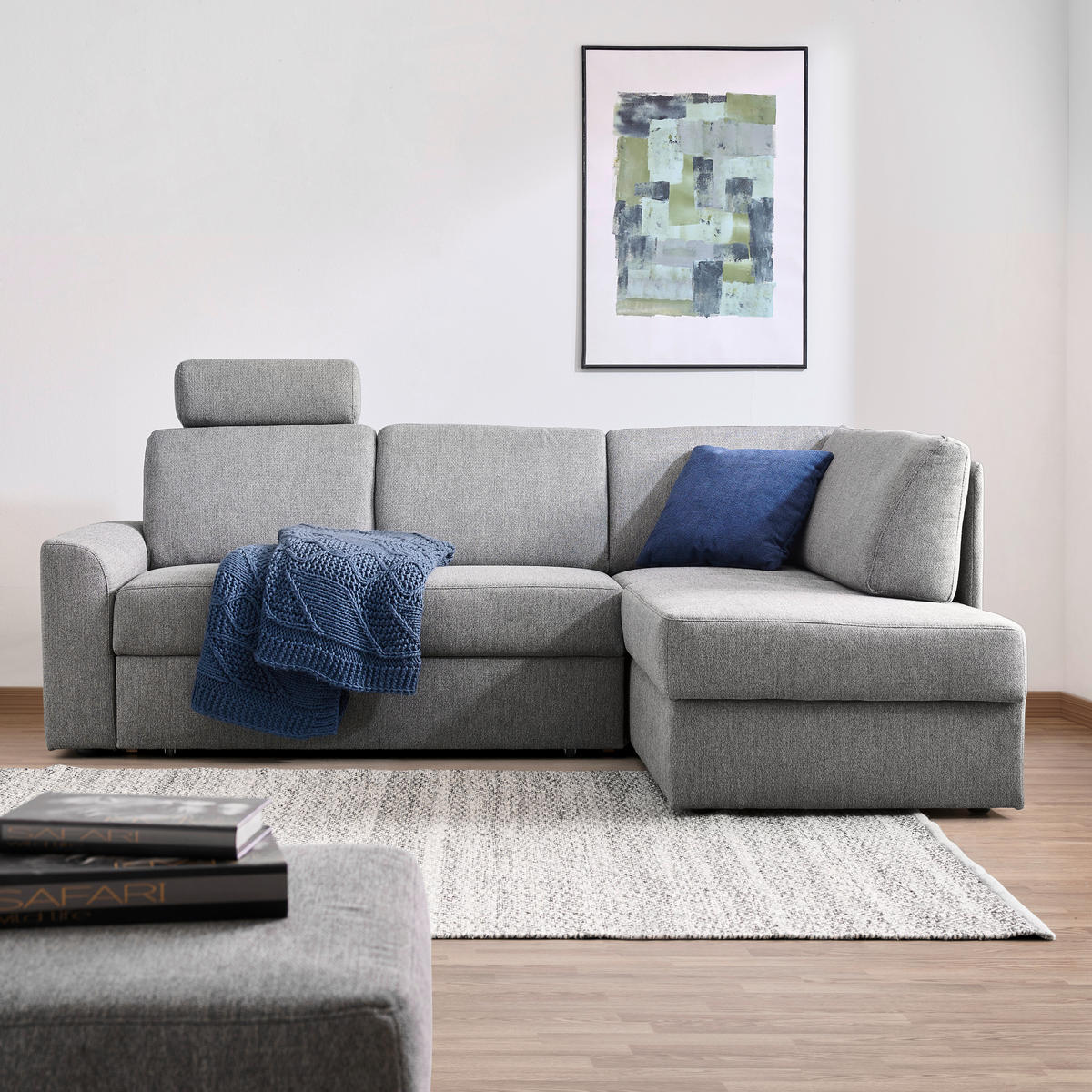 ECKSOFA in Webstoff Grau  - Schwarz/Grau, Konventionell, Kunststoff/Textil (165/224cm) - Xora