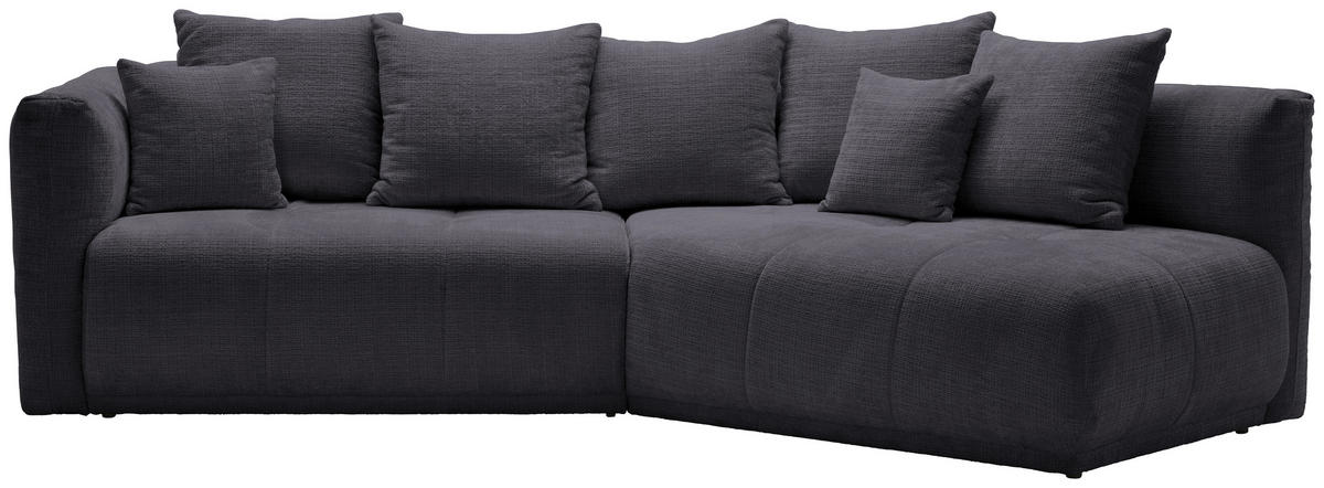 ECKSOFA Dunkelgrau Chenille  - Dunkelgrau/Schwarz, MODERN, Kunststoff/Textil (315/180cm) - Hom`in