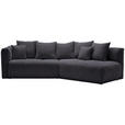 ECKSOFA in Chenille Dunkelgrau  - Dunkelgrau/Schwarz, MODERN, Kunststoff/Textil (315/180cm) - Hom`in