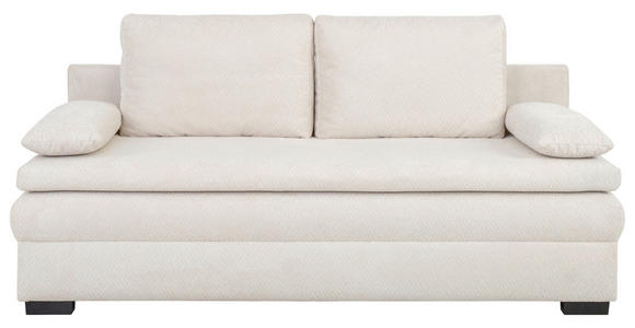 SCHLAFSOFA Struktur Creme  inkl. Rückenkissen, Armlehnenkissen, Bettkasten, Schlaffunktion, Rücken echt  - Creme/Schwarz, KONVENTIONELL, Kunststoff/Textil (195/93/83cm) - Carryhome