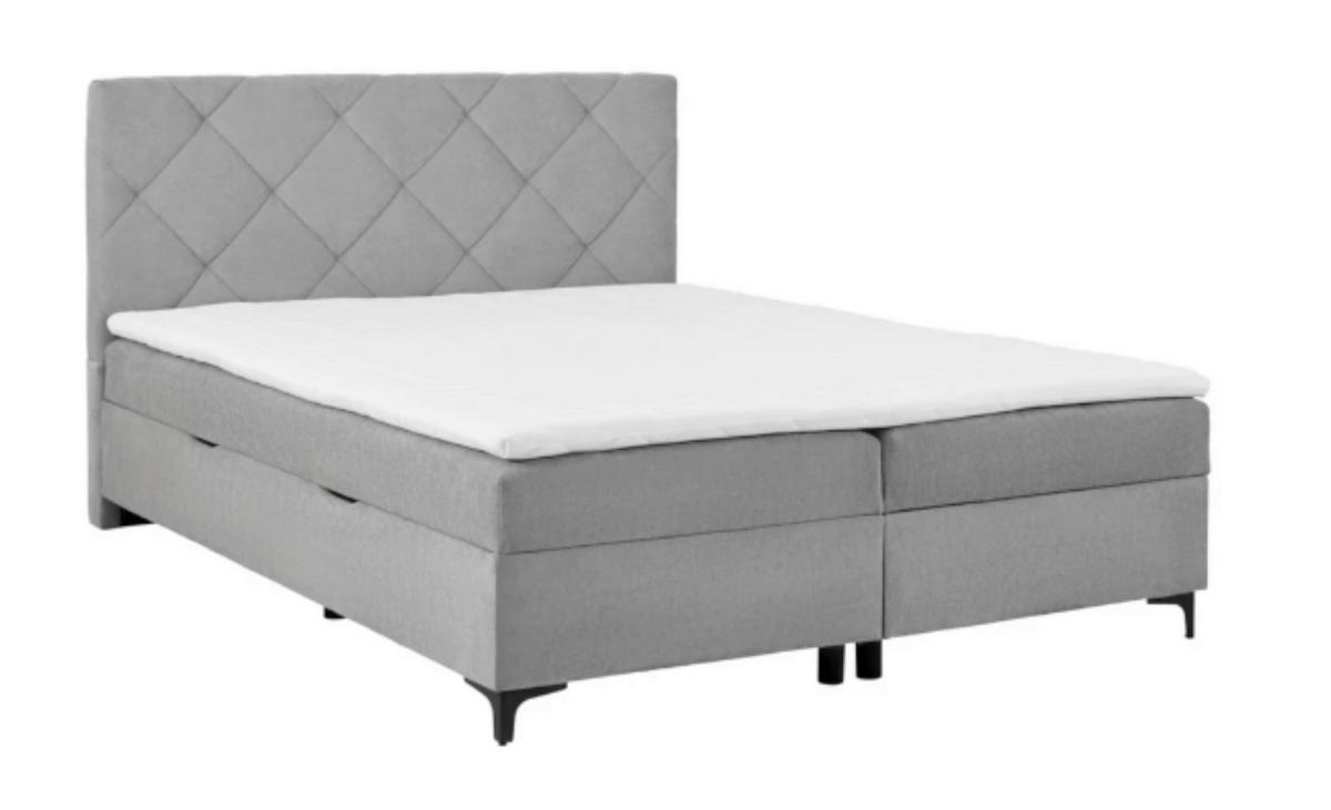 BOXBETT 180/200 cm,  in Grau, Bettkasten, Topper, H3 + H3 = fest  - Schwarz/Grau, MODERN, Holz/Textil (180/200cm) - MID.YOU