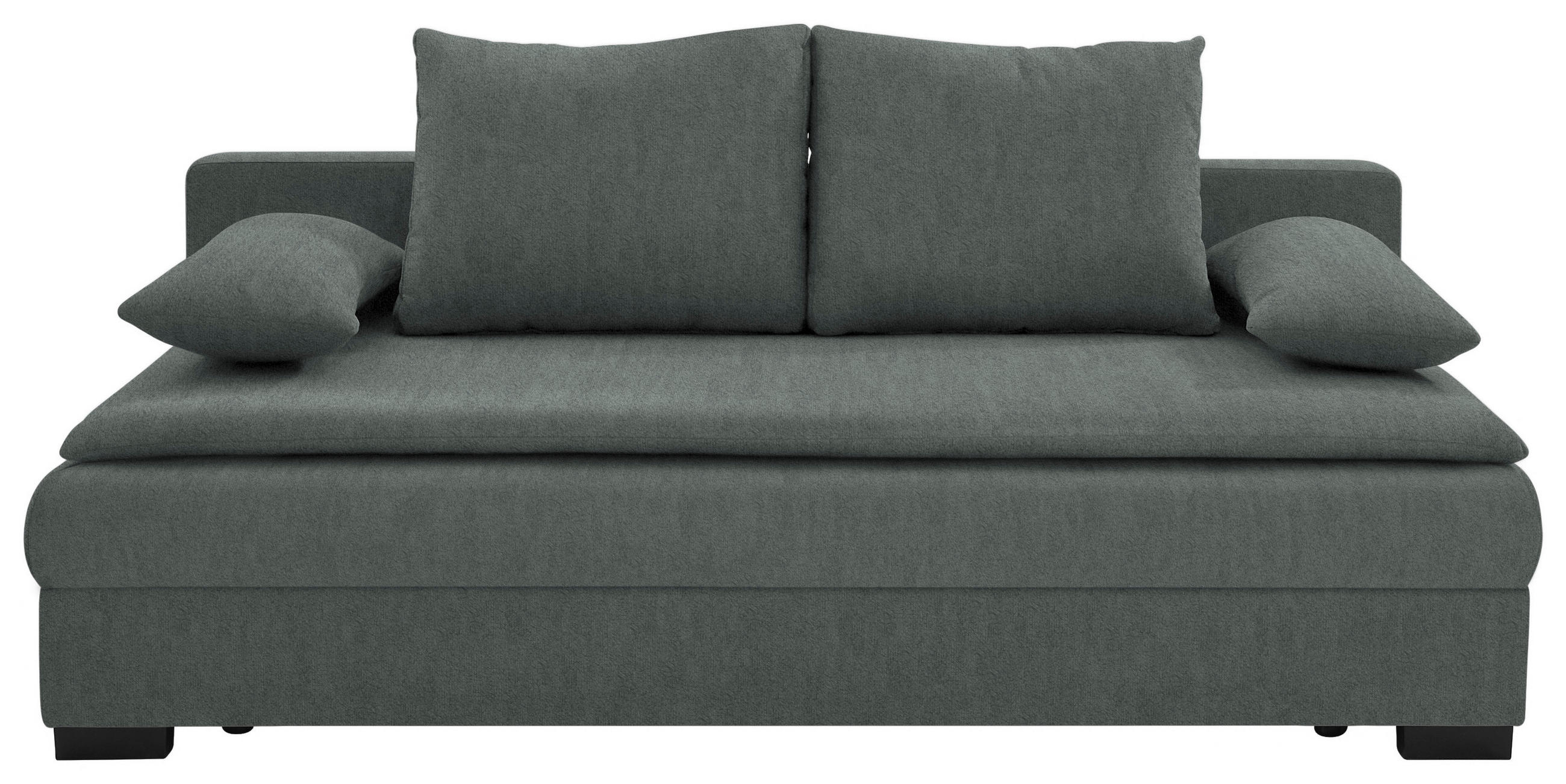 SCHLAFSOFA Samt Dunkelgrau  - Dunkelgrau/Schwarz, KONVENTIONELL, Kunststoff/Textil (207/94/90cm) - Carryhome