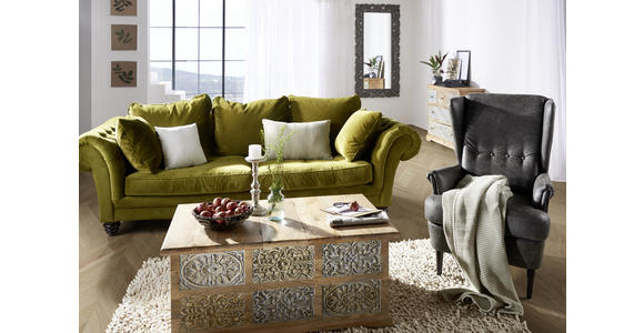 MEGASOFA in Samt Grün - Dunkelbraun/Grün, Design, Holz/Textil (273/85/110cm) - Ambia Home
