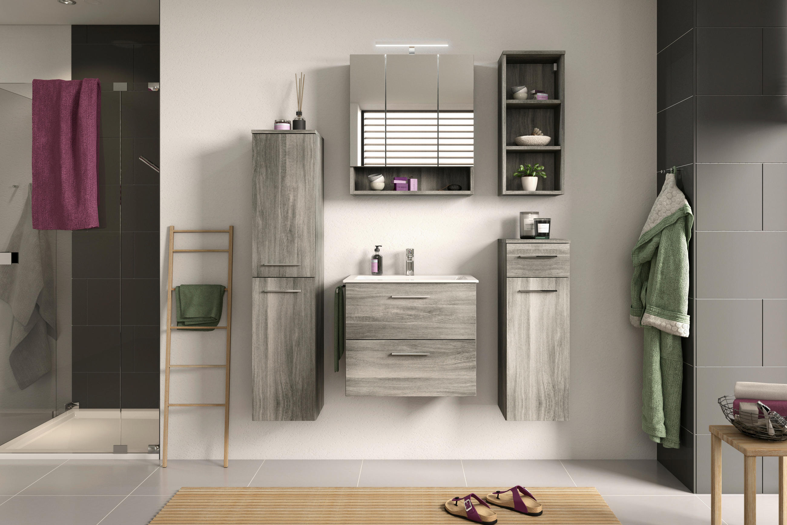 MIDISCHRANK 30/136/31 cm  - Chromfarben/Grau, MODERN, Holzwerkstoff/Kunststoff (30/136/31cm) - MID.YOU