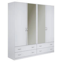 DREHTÜRENSCHRANK 181/197/54 cm,  in Weiß, 4 Tür(en)  - Silberfarben/Weiß, KONVENTIONELL, Glas/Holzwerkstoff (181/197/54cm) - Boxxx
