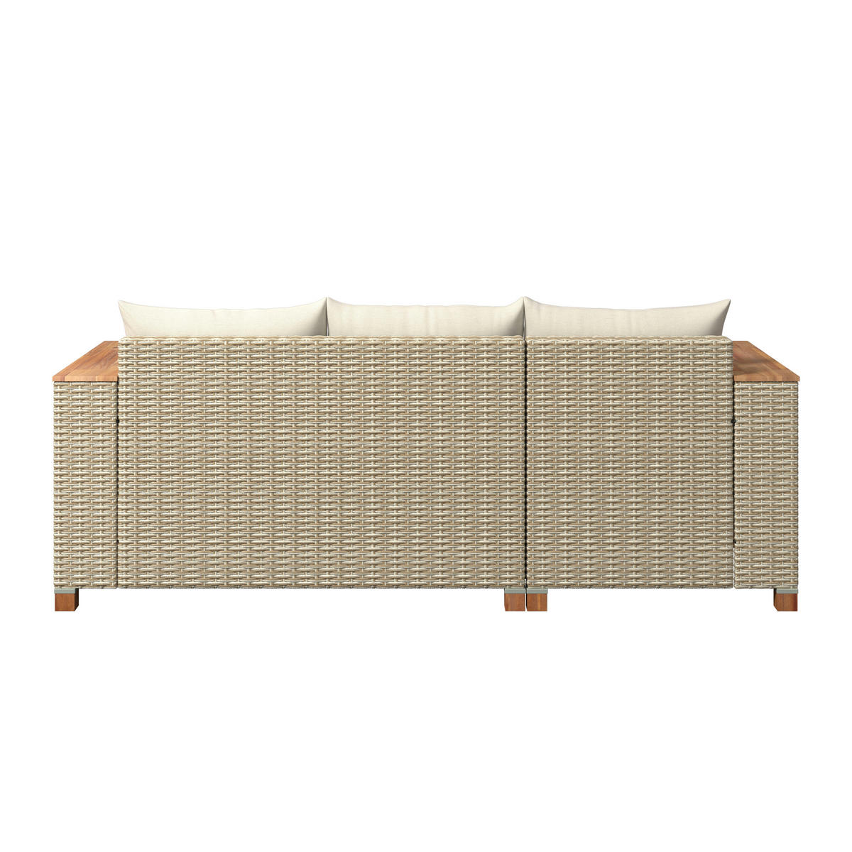 GARTENSET 3-teilig Webstoff Akaziemassiv Stahl 3-teilig  - Beige/Akaziefarben, MODERN, Holz/Kunststoff (118/184cm) - Ambia Garden