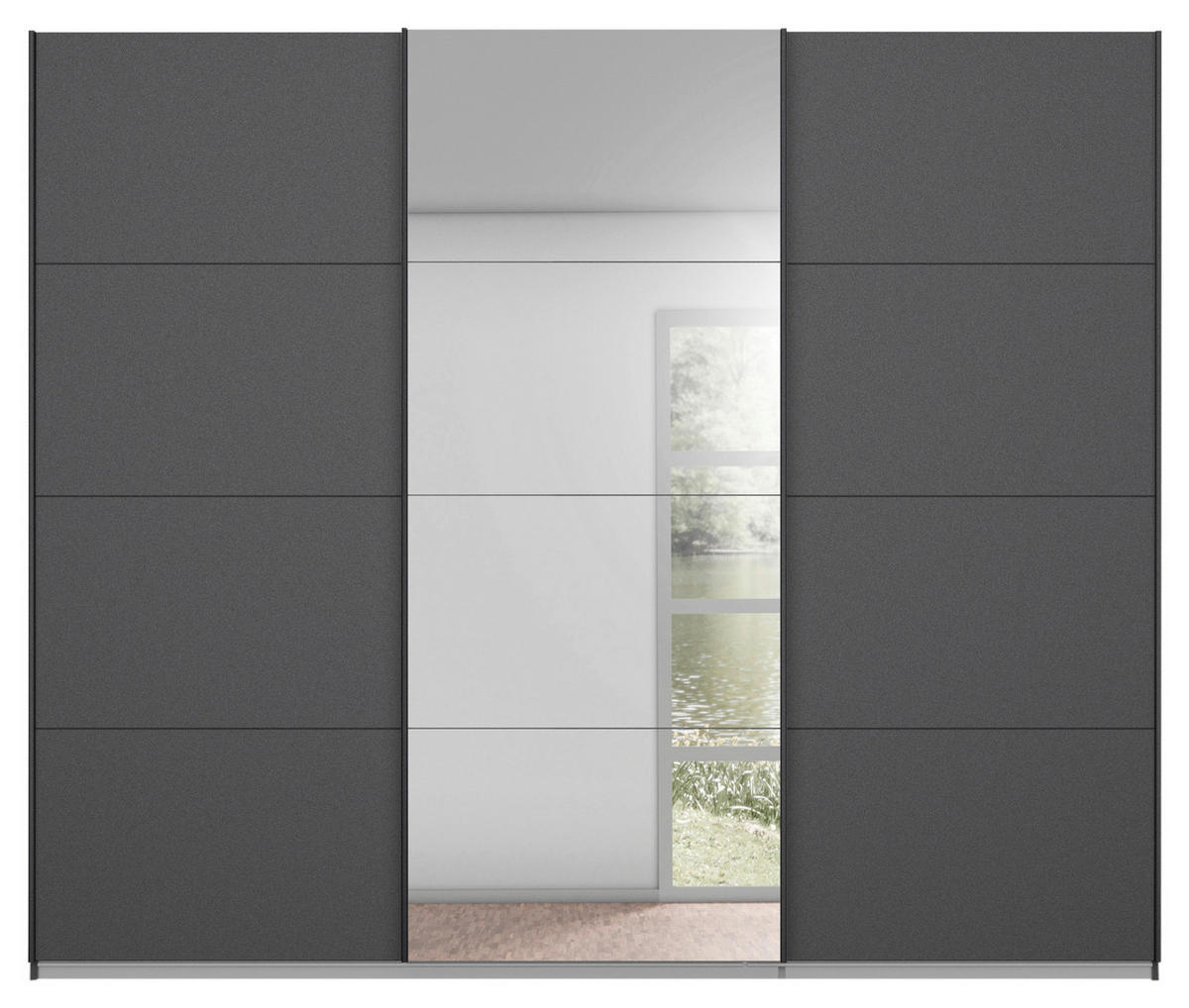 FÜGGESZTETT TOLÓAJTÓS SZEKRÉN szürke  - sötétszürke/szürke, Design, faalapú anyag/üveg (270/230/62cm) - Xora