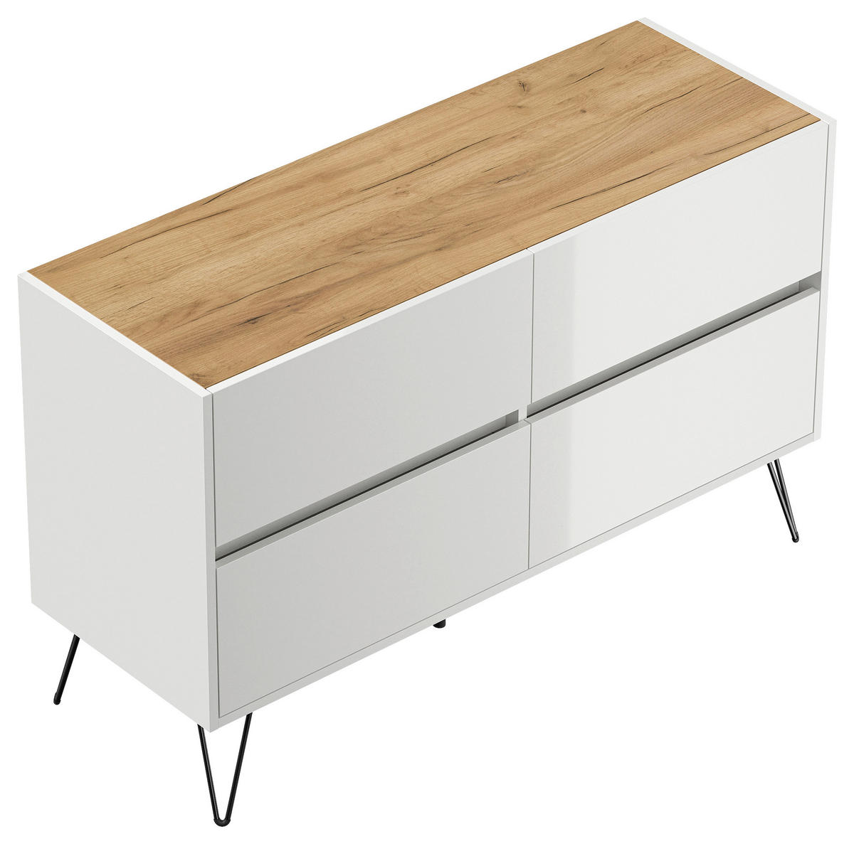 SIDEBOARD Posseik Industrial  in 119/75/42 cm  - Eichefarben/Schwarz, Design, Holzwerkstoff/Metall (119/75/42cm) - P & B