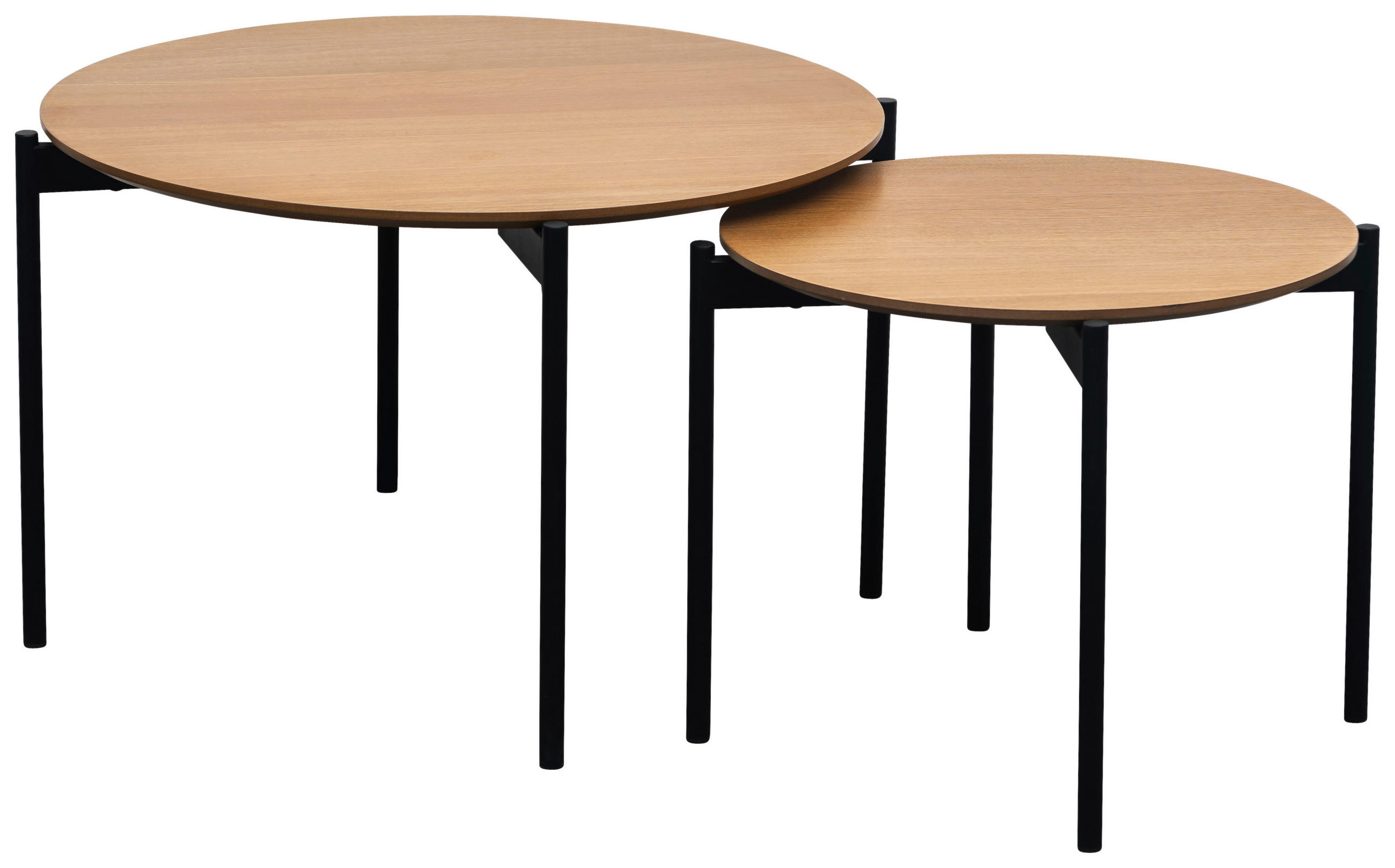 SATZTISCH furniert rund Naturfarben, Schwarz  - Schwarz/Naturfarben, MODERN, Holzwerkstoff/Metall (70/50/45/42/70/50cm) - MID.YOU