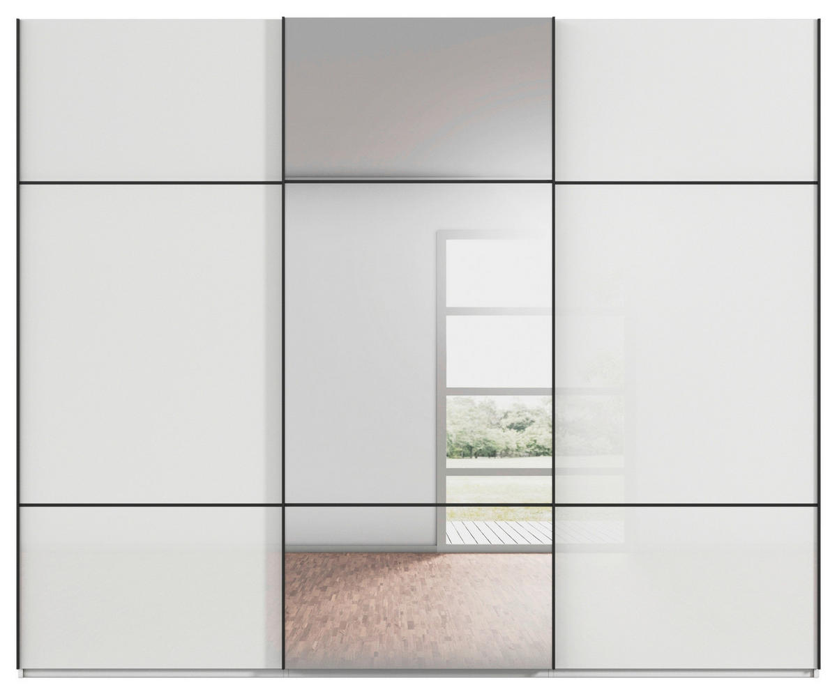 SCHWEBETÜRENSCHRANK  in Weiß  - Schwarz/Weiß, KONVENTIONELL, Glas/Holzwerkstoff (271/223/68cm) - Novel