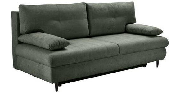 SCHLAFSOFA mit Liegefunktion, Rücken echt Chenille Dunkelgrün - Dunkelgrün/Schwarz, KONVENTIONELL, Holz/Textil (212/97/105cm) - Carryhome