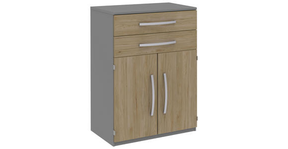 AKTENSCHRANK Grau, Eichefarben  - Eichefarben/Grau, KONVENTIONELL, Holzwerkstoff (80/111,7/43cm) - Moderano