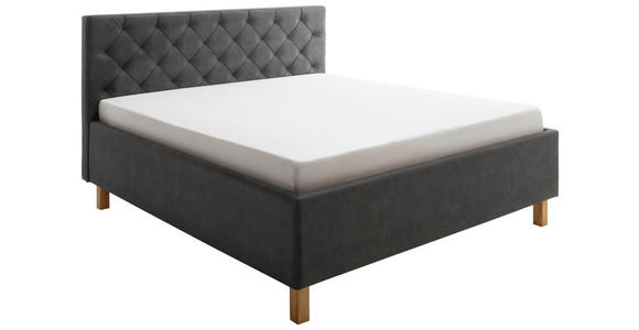 POLSTERBETT Matratze, gepolstertes Kopfteil, Lattenrost, Bettkasten Anthrazit 160/200 cm  - Anthrazit, MODERN, Holz/Holzwerkstoff (160/200cm) - Xora