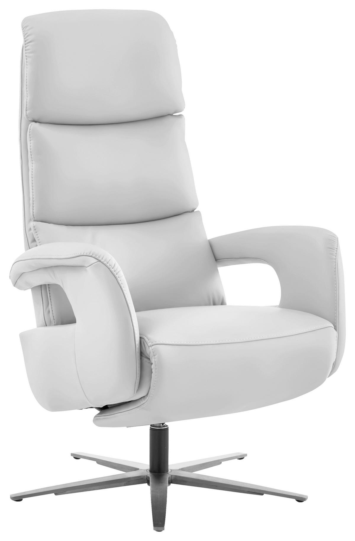 RELAXSESSEL in Leder Weiß  - Edelstahlfarben/Weiß, Design, Leder/Metall (76/119/86cm) - Dieter Knoll