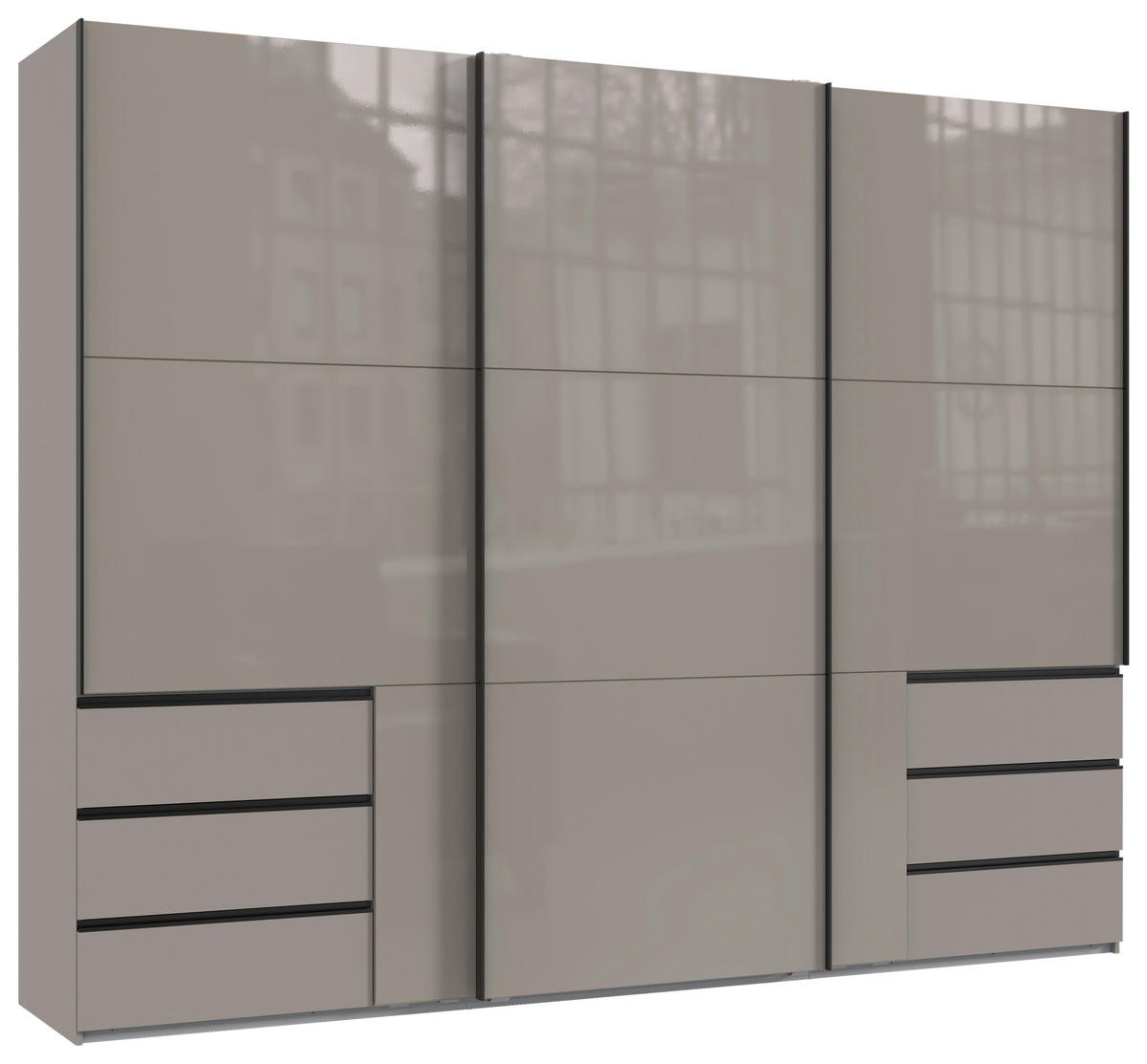 SCHWEBETÜRENSCHRANK in Sahara  - Schwarz/Sahara, Konventionell, Glas/Holzwerkstoff (300/236/65cm) - Hom`in