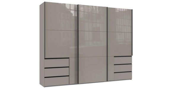 SCHWEBETÜRENSCHRANK  in Sahara  - Schwarz/Sahara, KONVENTIONELL, Glas/Holzwerkstoff (300/236/65cm) - Hom`in