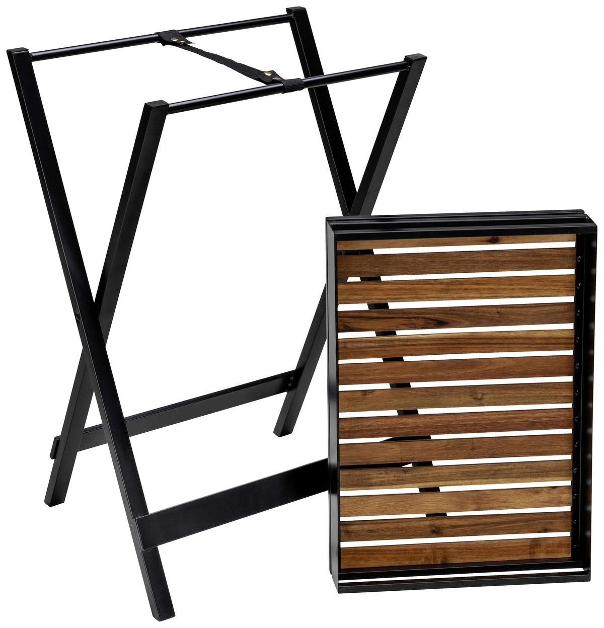 KLAPPTISCH Akazie rechteckig Schwarz, Akaziefarben  - Schwarz/Akaziefarben, Basics, Holz/Metall (60/89/42cm) - Wenko