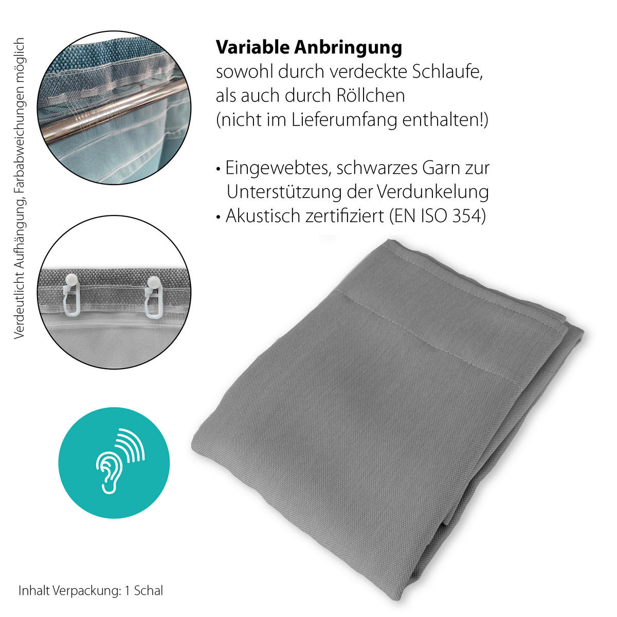 WÄRMESCHUTZVORHANG Verdunkelung  - Grau, Basics, Textil (140/245cm)