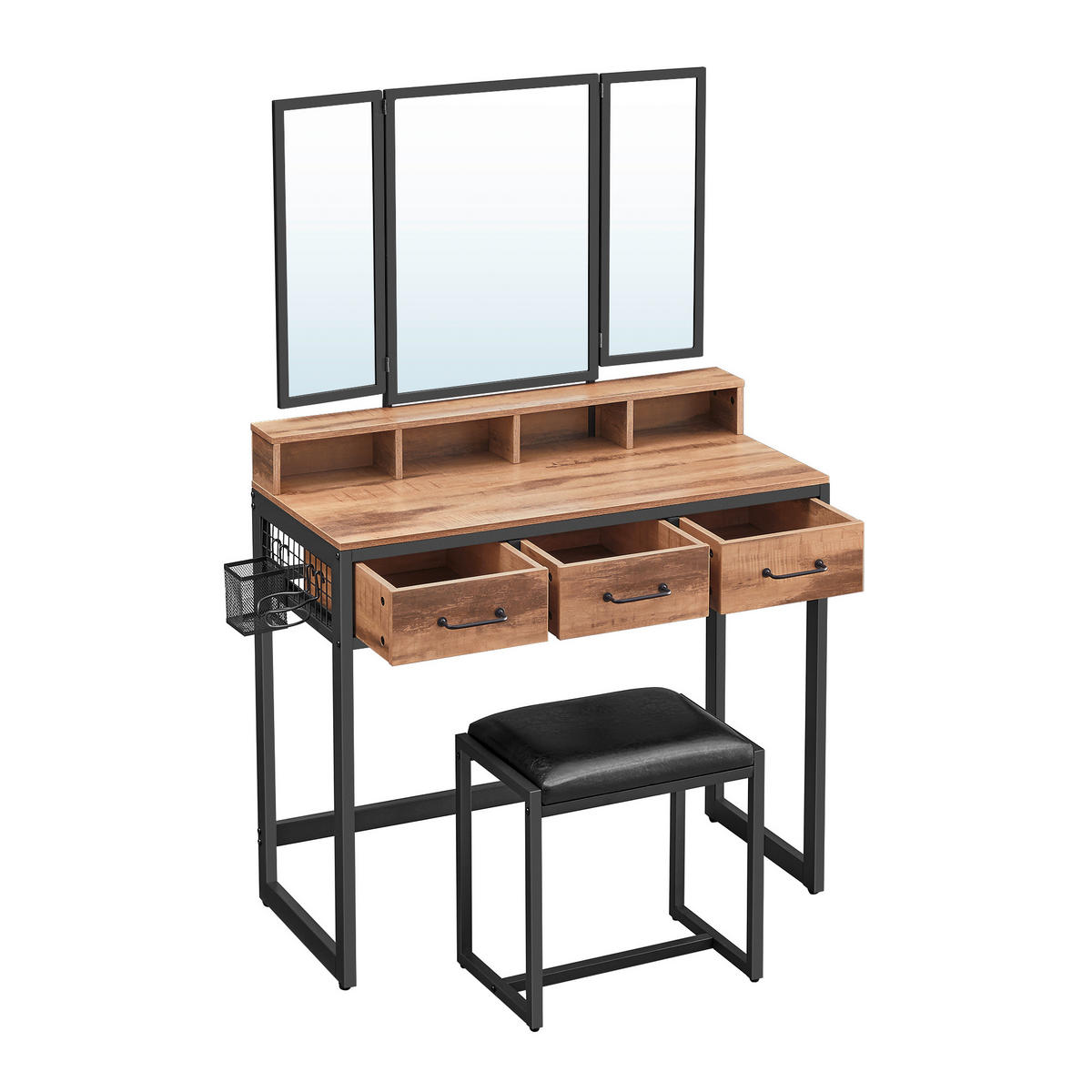 TOALETNÝ STOLÍK, čierna, farba duba, 90/40/141 cm - čierna/farba duba, Trend, kov/kompozitné drevo (90/40/141cm) - Boxxx