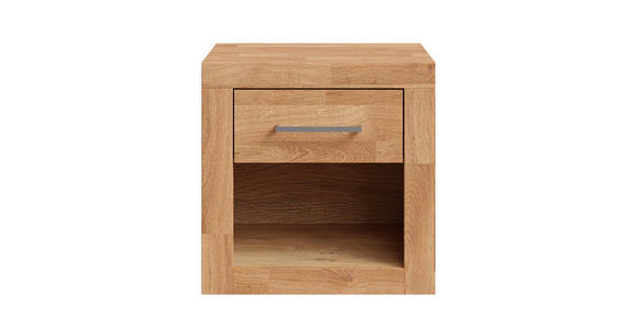 NACHTKÄSTCHEN in massiv Eiche Eichefarben - Eichefarben/Silberfarben, Natur, Holz/Holzwerkstoff (45/45/42cm) - Linea Natura