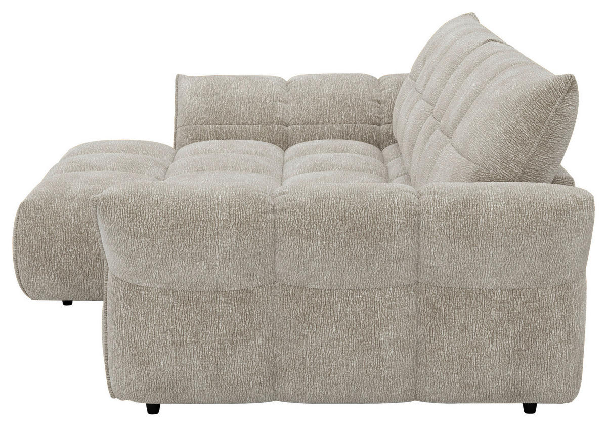 ECKSOFA Hellgrau Chenille Rücken echt  - Hellgrau/Schwarz, Design, Kunststoff/Textil (177/312cm) - Welnova