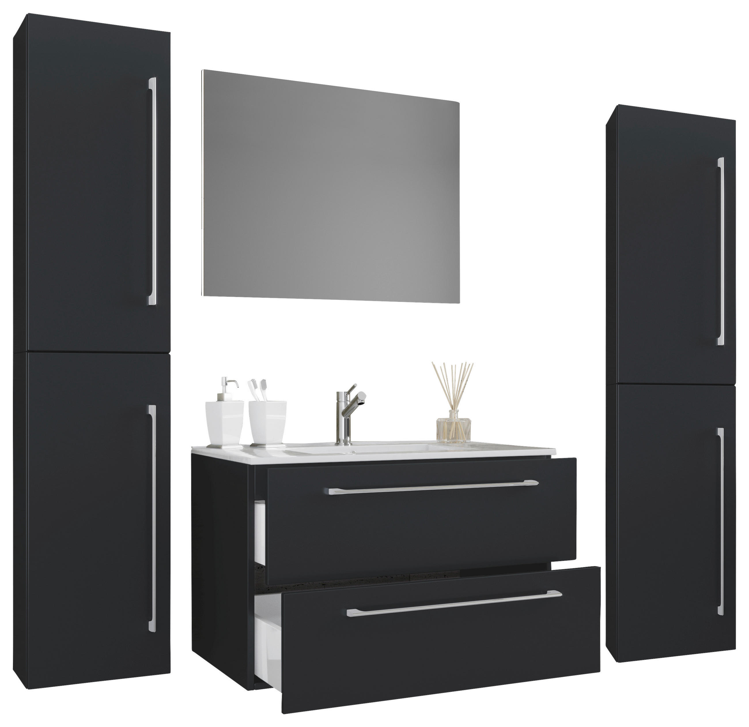 BADEZIMMER  in 147 cm  - Schwarz/Weiß, MODERN, Keramik/Holzwerkstoff (147cm) - MID.YOU