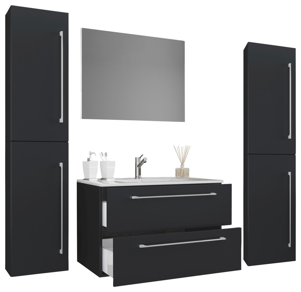 BADEZIMMER  in 147 cm  - Schwarz/Weiß, MODERN, Keramik/Holzwerkstoff (147cm) - MID.YOU