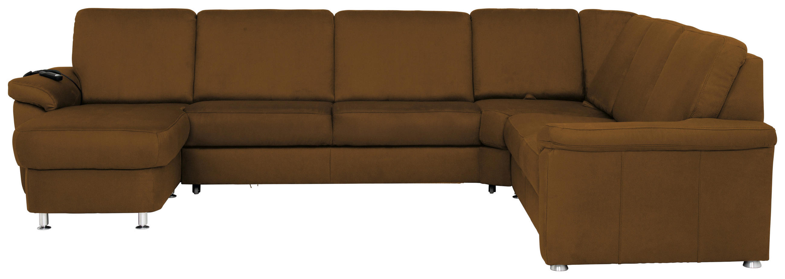 WOHNLANDSCHAFT Braun Flachgewebe - Chromfarben/Braun, KONVENTIONELL, Textil/Metall (163/330/240cm) - Beldomo System