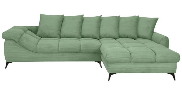 ECKSOFA Pastellgrün Cord Rückenkissen, Armlehnenkissen, Rücken echt  - Pastellgrün/Schwarz, KONVENTIONELL, Textil/Metall (332/231cm) - Carryhome