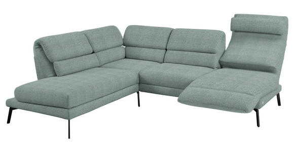 ECKSOFA in Flachgewebe Salbeigrün 212-253/256-363 cm - Salbeigrün/Schwarz, Design, Textil/Metall (212-253/256-363cm) - Dieter Knoll