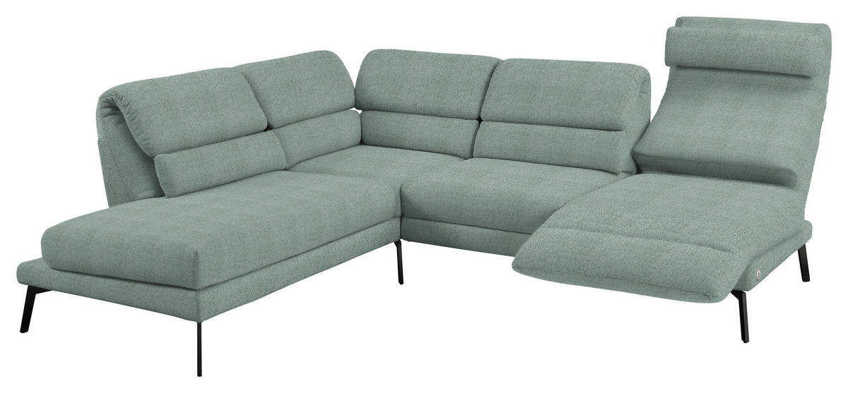 CANAPÉ D'ANGLE in Flachgewebe Salbeigrün  - Salbeigrün/Schwarz, Design, Textil/Metall (212-253/256-363cm) - Dieter Knoll