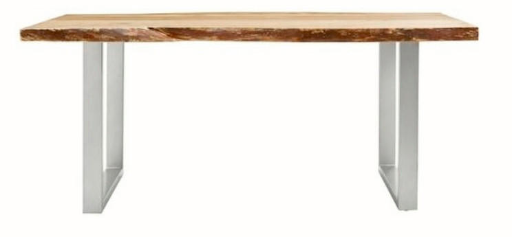 ESSTISCH in Holz, Metall 180/90/77 cm  - Silberfarben/Akaziefarben, Design, Holz/Metall (180/90/77cm) - Boxxx