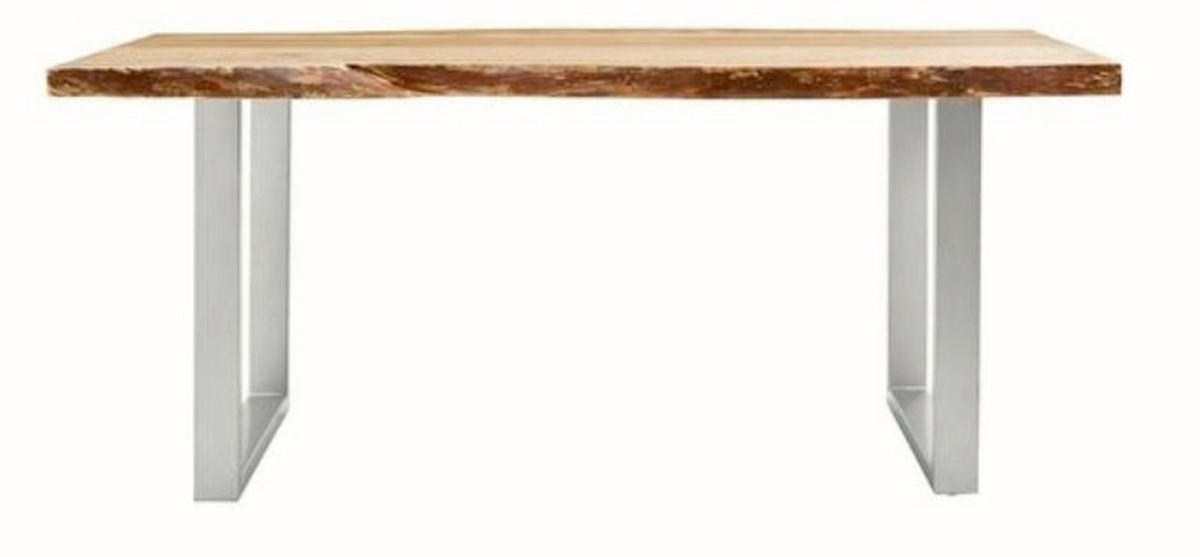 ESSTISCH in Holz, Metall 180/90/77 cm  - Silberfarben/Akaziefarben, Design, Holz/Metall (180/90/77cm) - Boxxx