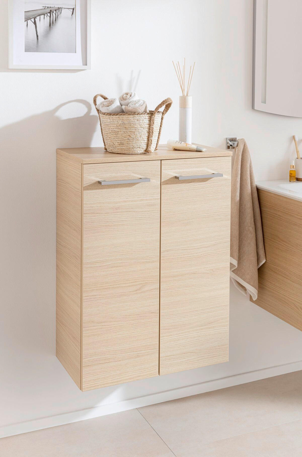 MIDISCHRANK 60,2/82,6/32 cm  - Chromfarben/Eichefarben, Basics, Glas/Holzwerkstoff (60,2/82,6/32cm) - MID.YOU