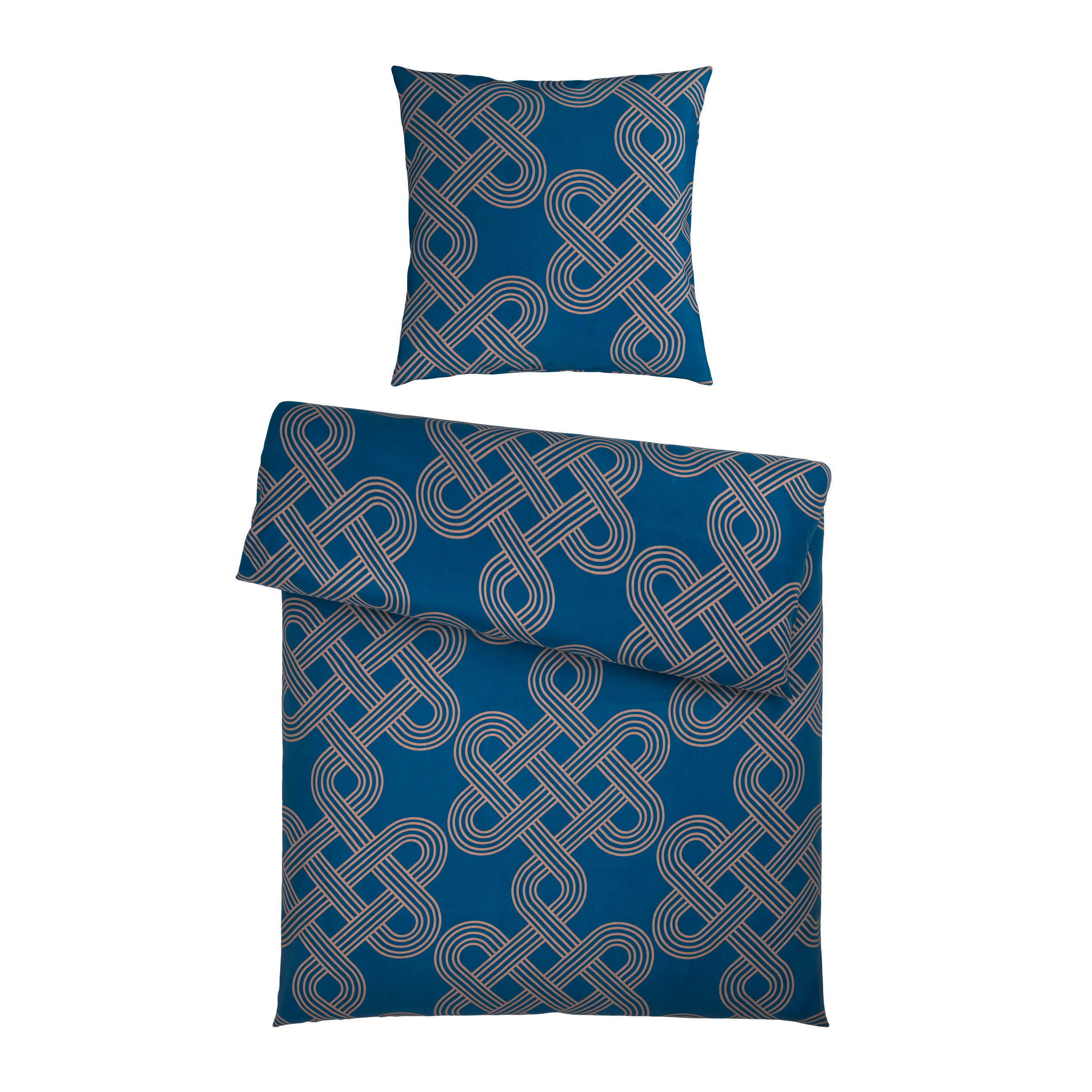 BETTWÄSCHE TIJN Satin 135/200 cm  - Sandfarben/Blau, Design, Textil (135/200cm) - Novel