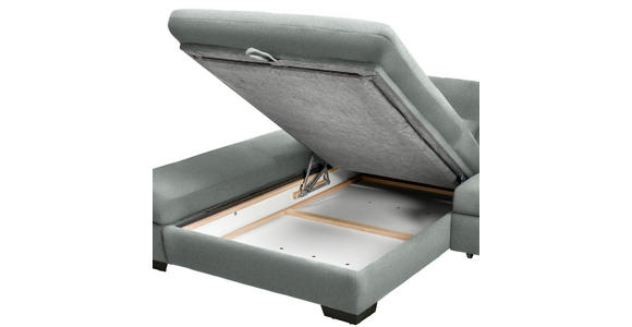 ECKSOFA  in Flachgewebe Mintgrau  341/204 cm  - Mintgrau/Schwarz, Design, Textil/Metall (341/204cm) - Xora