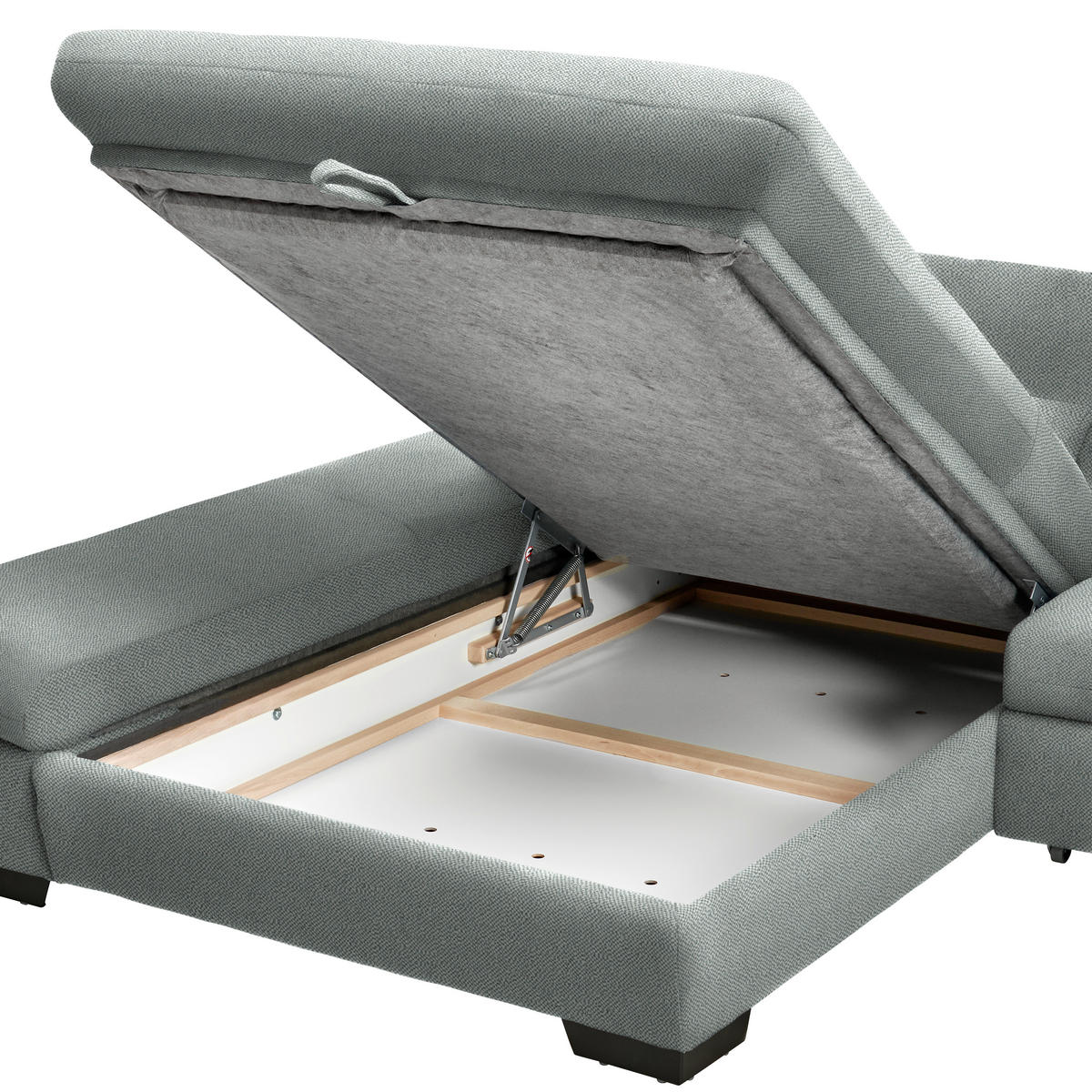 ECKSOFA  in Flachgewebe Mintgrau  341/204 cm  - Mintgrau/Schwarz, Design, Textil/Metall (341/204cm) - Xora