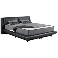 BOXBETT 180/200 cm,  in Schwarz, gepolstertes Kopfteil, Bettkasten, Matratzen, H3 + H4 = fest + sehr fest  - Schwarz, Design, Kunststoff/Textil (180/200cm) - Esposa